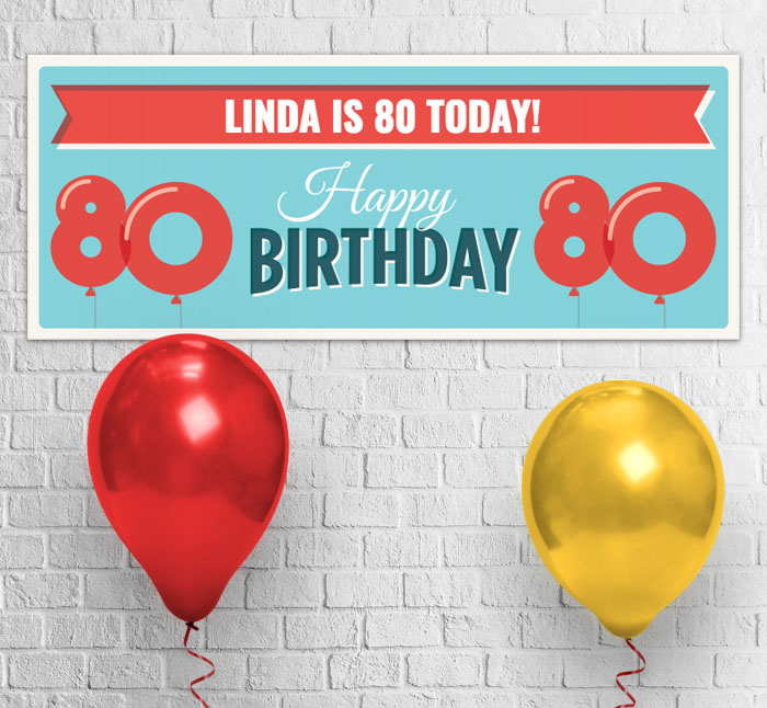 80th balloons party banner