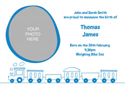 blue train baby announcements