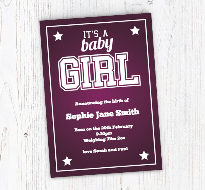 high school baby girl announcements