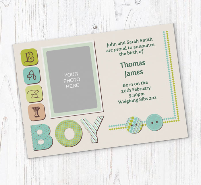 boys patchwork baby announcements