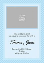 blue stripes baby announcements