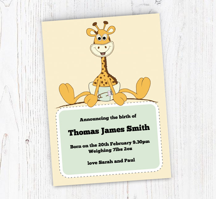 giraffe baby announcements