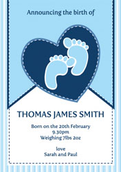 blue feet baby announcements