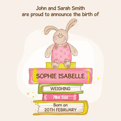 pink bunny baby announcements