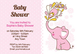 pink elephant baby shower invitations