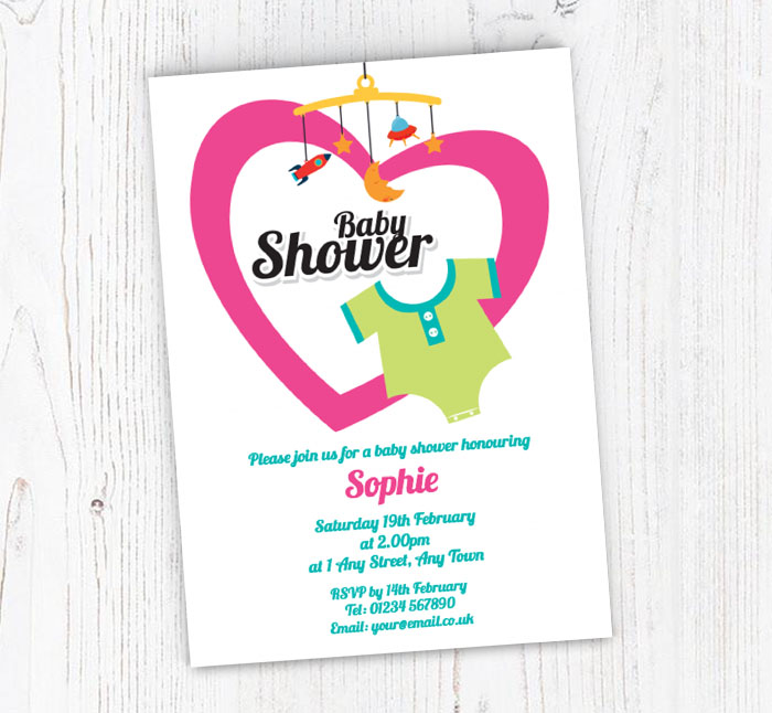 mobile heart baby shower invitations