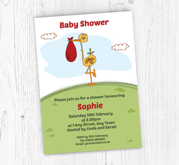 stork baby shower invitations