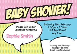 pop art baby shower invitations