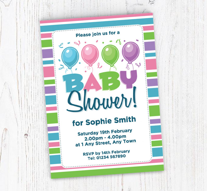balloons baby shower invitations