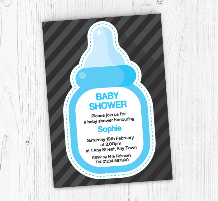 blue bottle baby shower invitations
