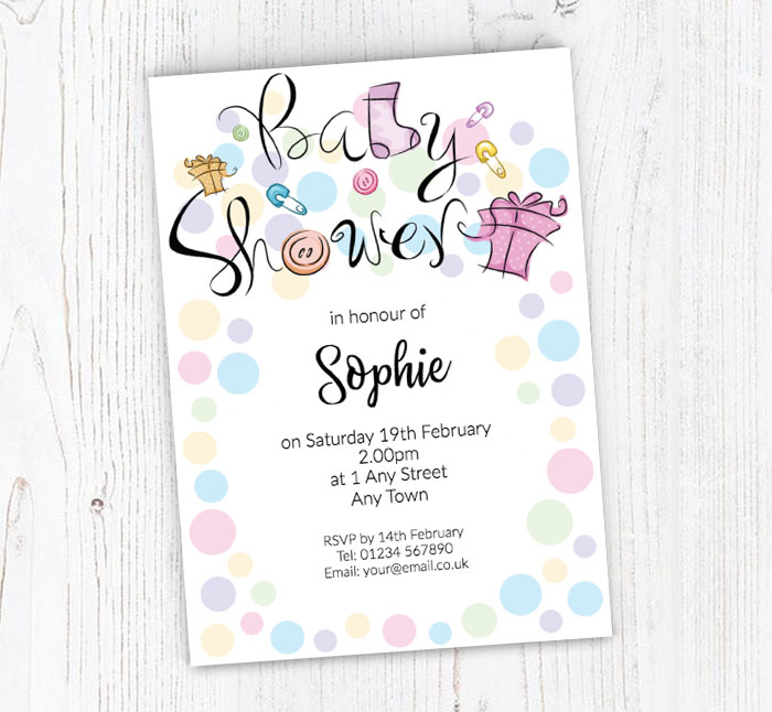 pastel baby shower invitations