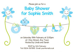 blue sunflowers baby shower invites