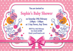 pink bow baby shower invitations