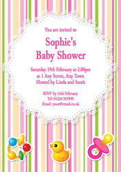 candy stripes baby shower invitations