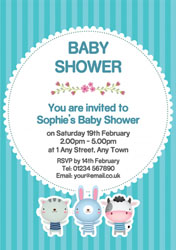blue striped baby shower invitations