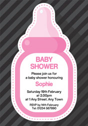 pink bottle baby shower invitations