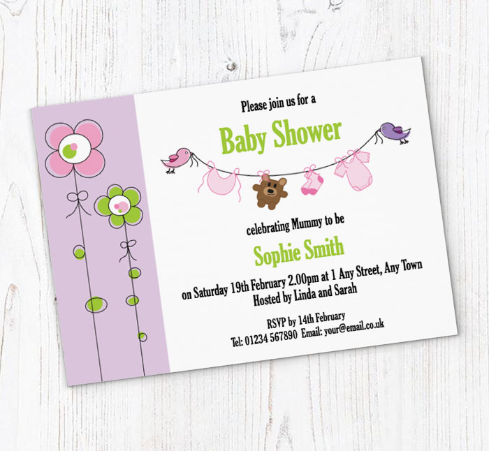 washing line baby shower invitations