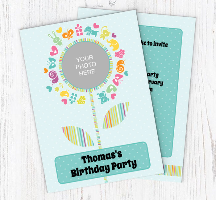 boys animal photo upload invitations