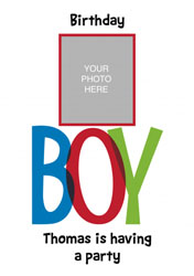 boys photo upload party invitations