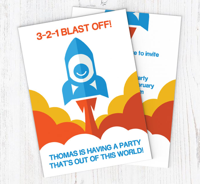 3 2 1 blast off party invitations