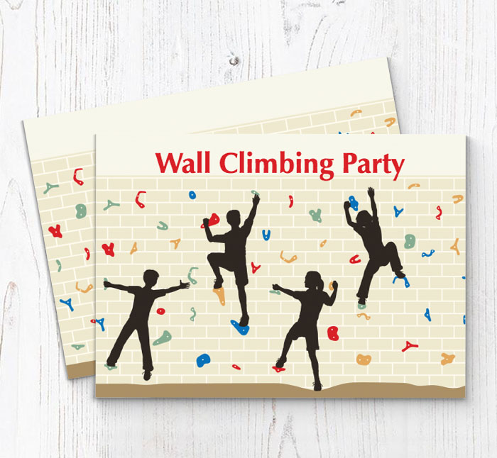 wall climbing party invitations