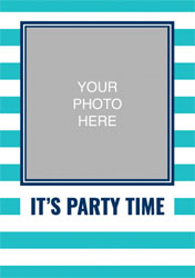 blue striped photo upload invitations