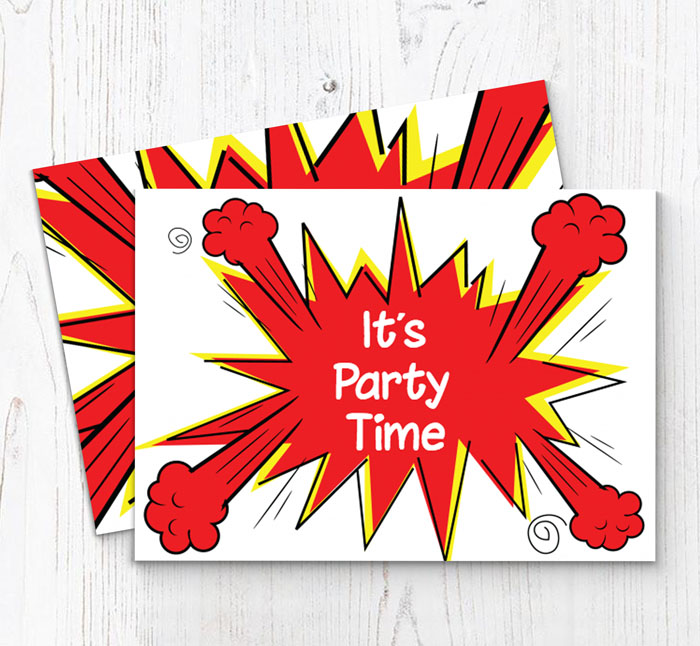 comic burst party invitations