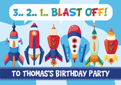 space rockets party invitations