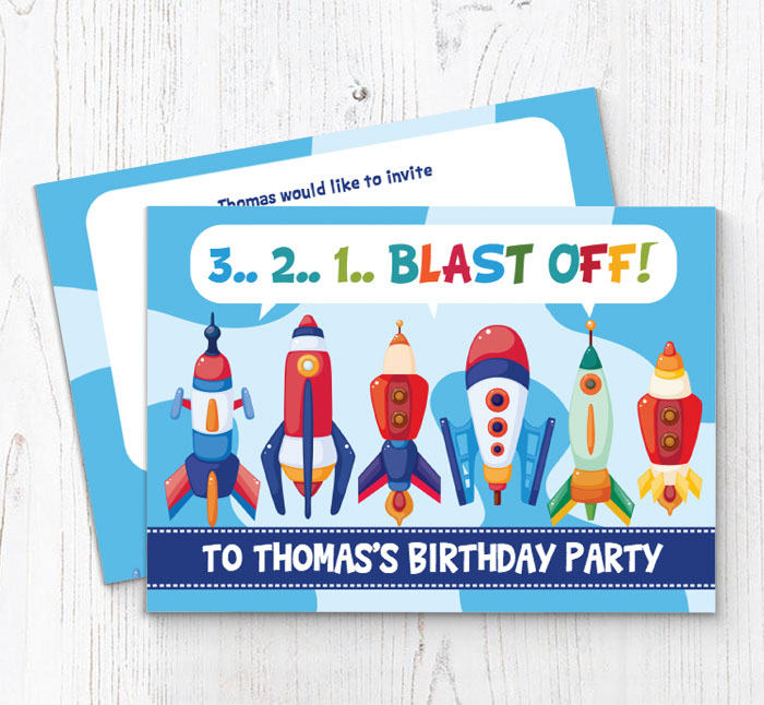space rockets party invitations