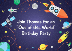 spaceship and planets invitations
