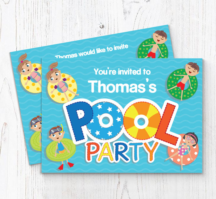 pool inflatables party invitations