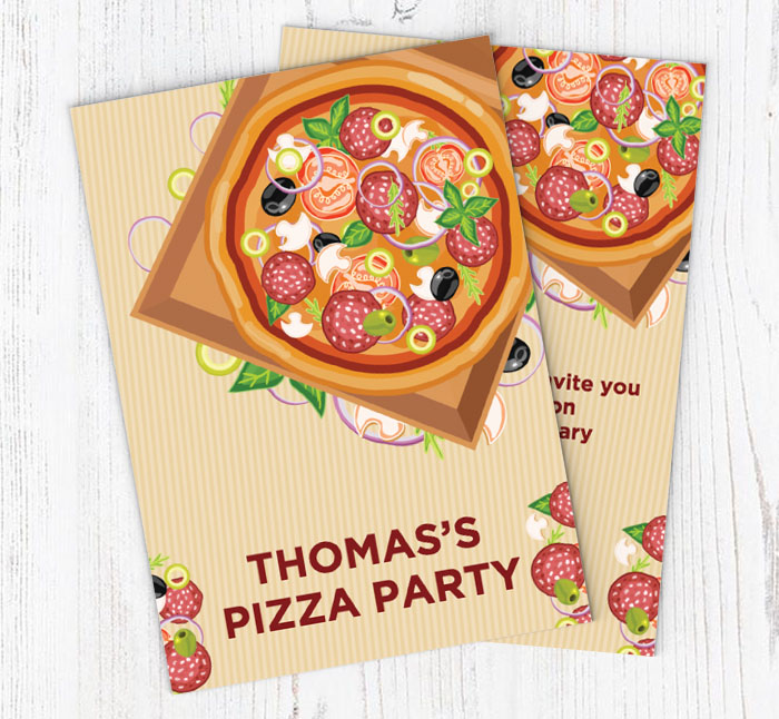 pizza box party invitations