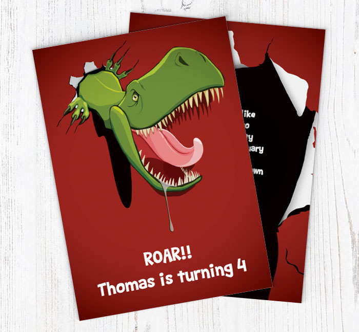 hungry dinosaur party invitations