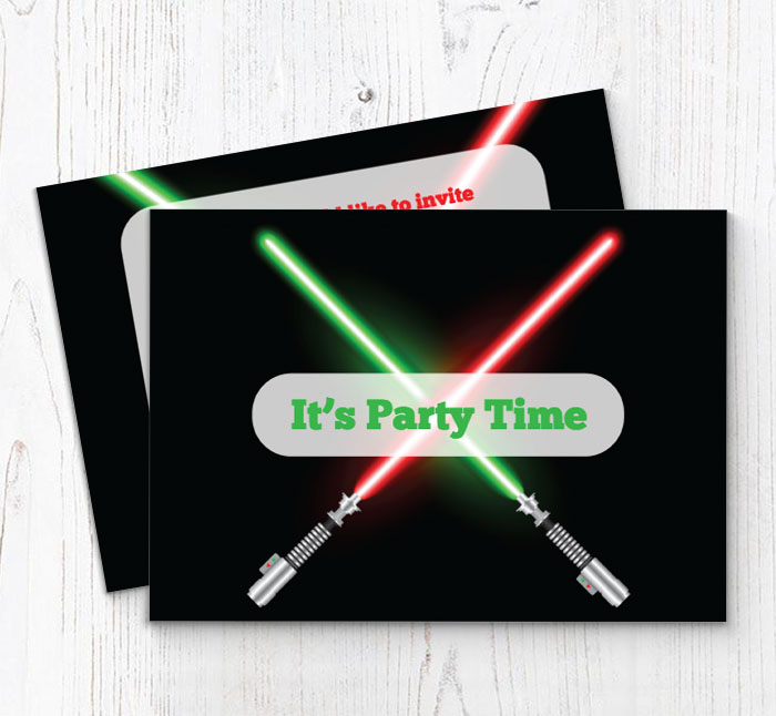 lightsabers party invitations