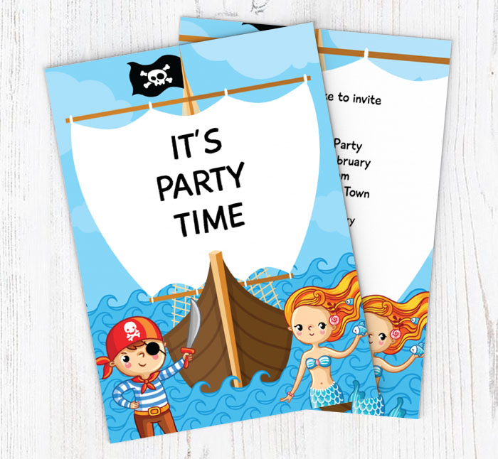 pirate and mermaid invitations