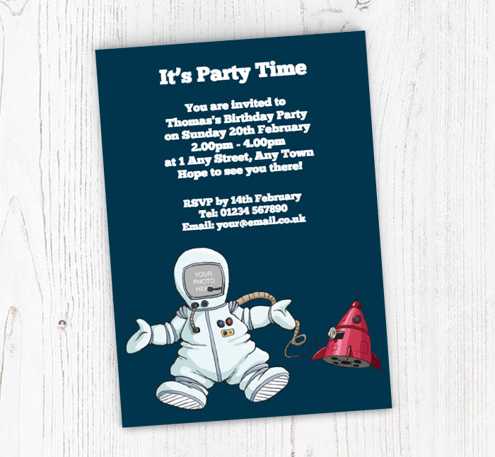 spaceman photo upload invitations