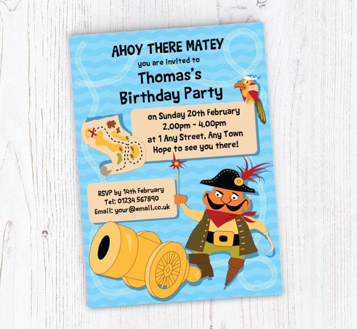 pirate and parrot invitations