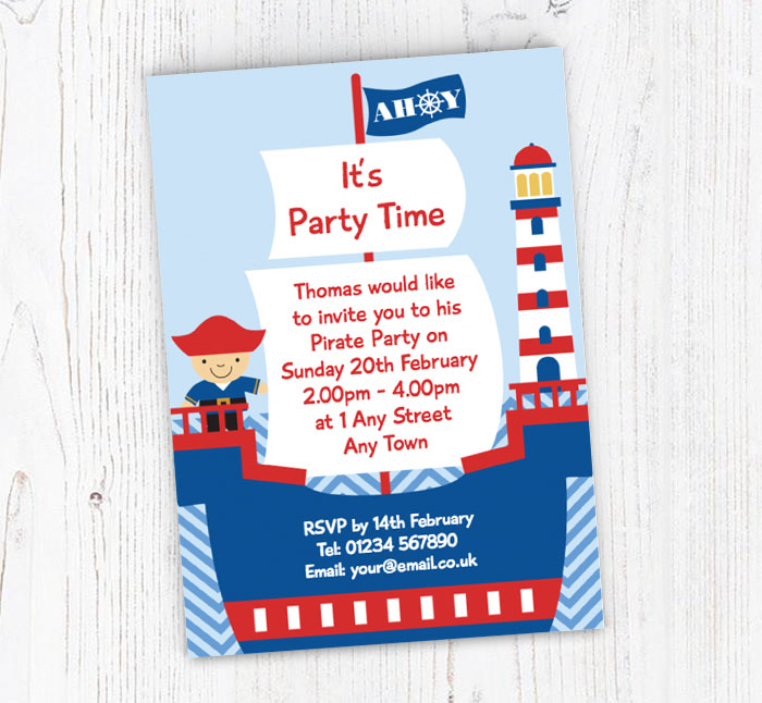 pirate boat birthday invitations