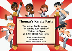 martial arts party invitations