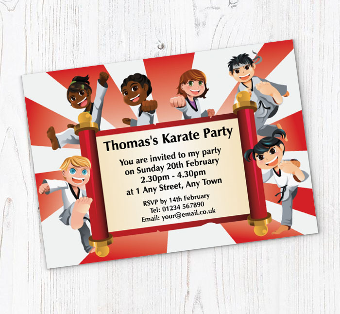 martial arts party invitations