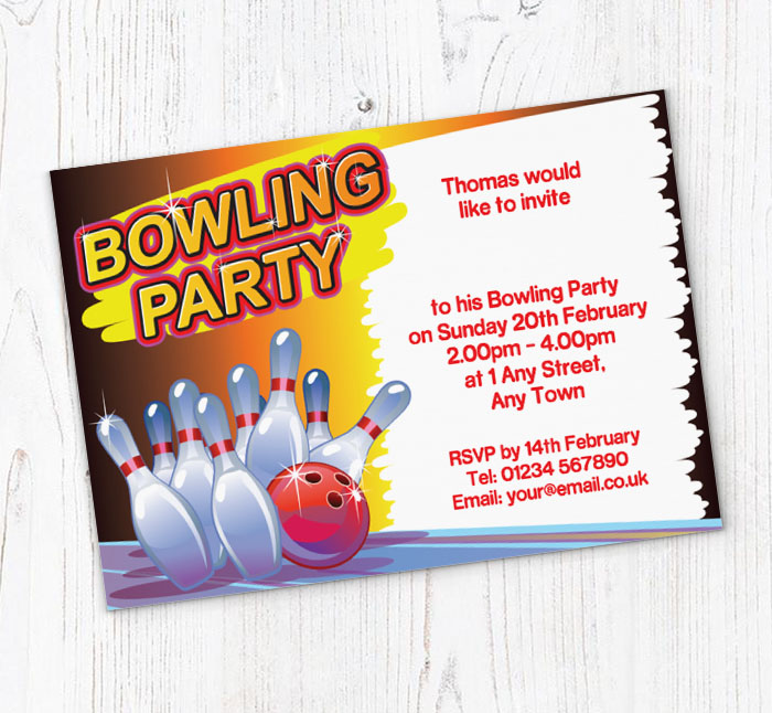 bowling alley party invitations