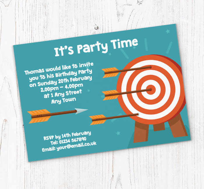 archery arrows party invitations