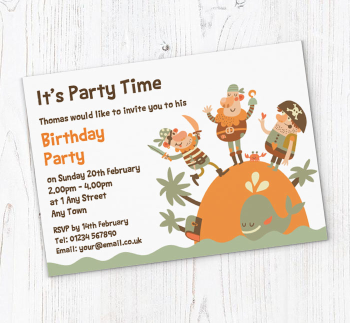 pirate island party invitations