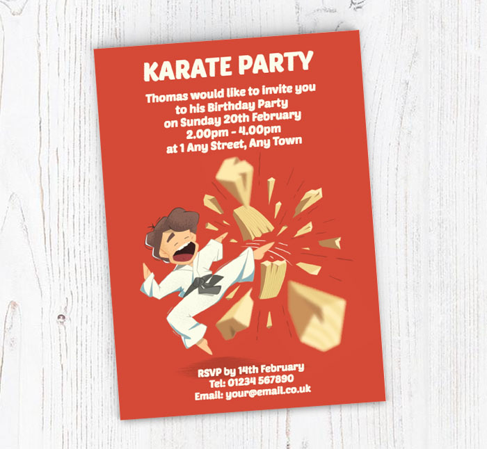 karate party invitations