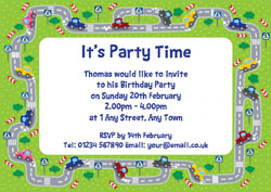 cars border party invitations