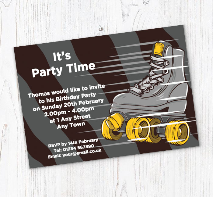 boys roller skating party invitations
