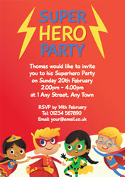 personalised superhero party invitations