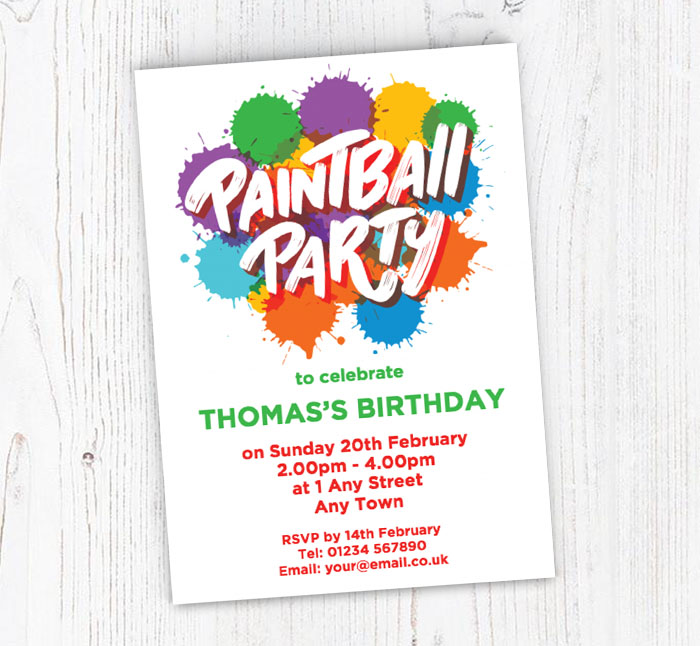 personalised paintball party invitations