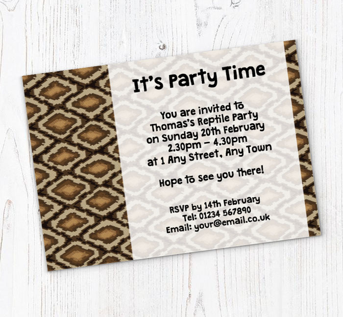 snake skin party invitations