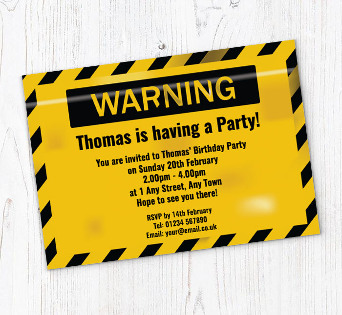 warning party invitations